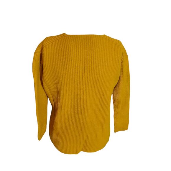 Madewell Rib Knit Wool Blend Sweater V-neck Pullover Sweater Gold Sz S - Picture 3 of 5